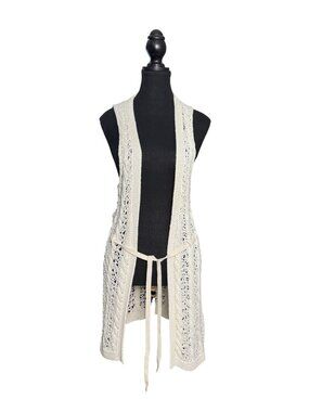 NWT Banana Republic Ivory Crochet Duster Vest | Small, Mermaid Fairy Boho